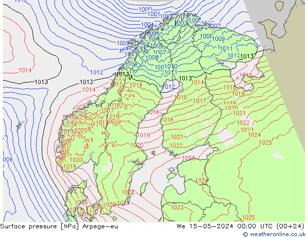 pression de l'air Arpege-eu mer 15.05.2024 00 UTC