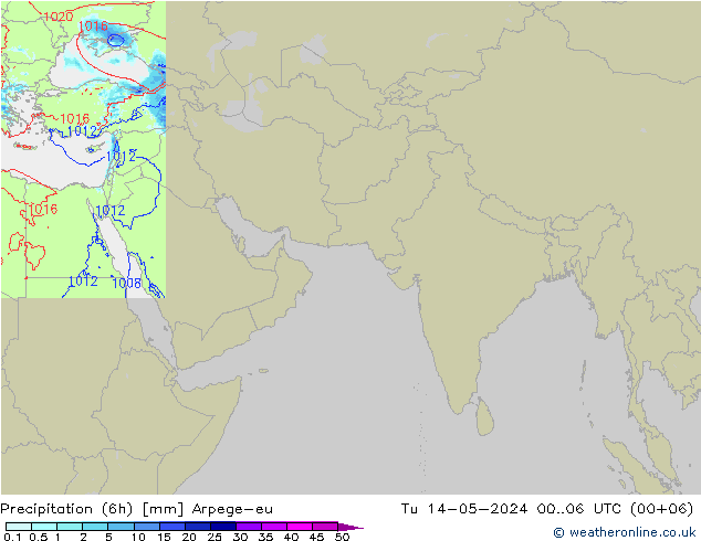 降水量 (6h) Arpege-eu 星期二 14.05.2024 06 UTC