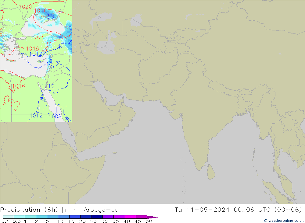 降水量 (6h) Arpege-eu 星期二 14.05.2024 06 UTC