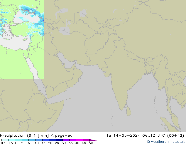 Precipitación (6h) Arpege-eu mar 14.05.2024 12 UTC