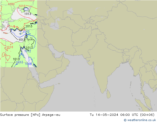 地面气压 Arpege-eu 星期二 14.05.2024 06 UTC