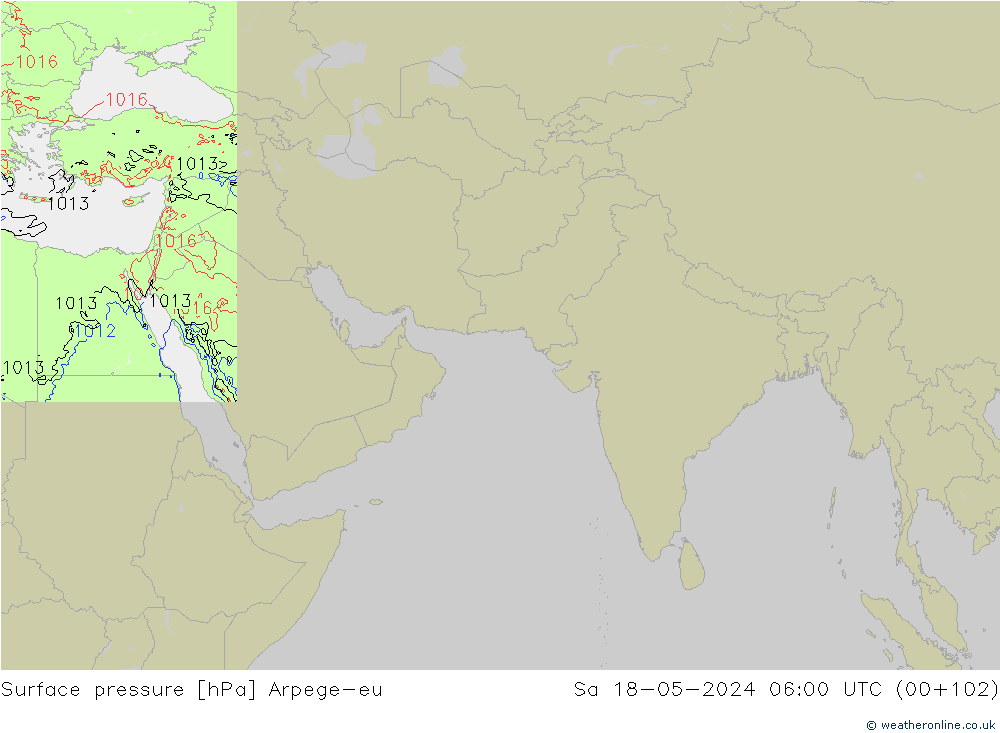 地面气压 Arpege-eu 星期六 18.05.2024 06 UTC