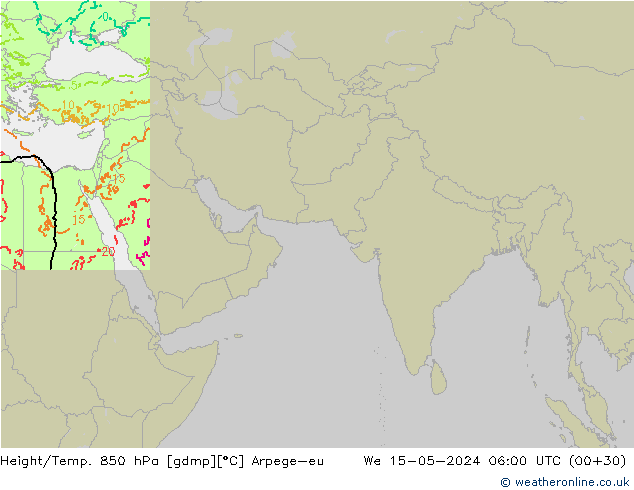Height/Temp. 850 hPa Arpege-eu Qua 15.05.2024 06 UTC