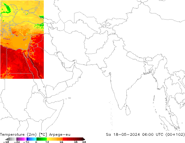 温度图 Arpege-eu 星期六 18.05.2024 06 UTC