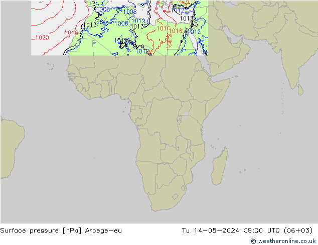 Presión superficial Arpege-eu mar 14.05.2024 09 UTC