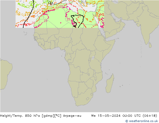Yükseklik/Sıc. 850 hPa Arpege-eu Çar 15.05.2024 00 UTC