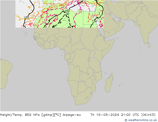Yükseklik/Sıc. 850 hPa Arpege-eu Per 16.05.2024 21 UTC