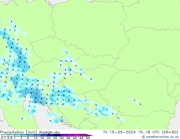 Precipitation Arpege-eu Th 16.05.2024 18 UTC