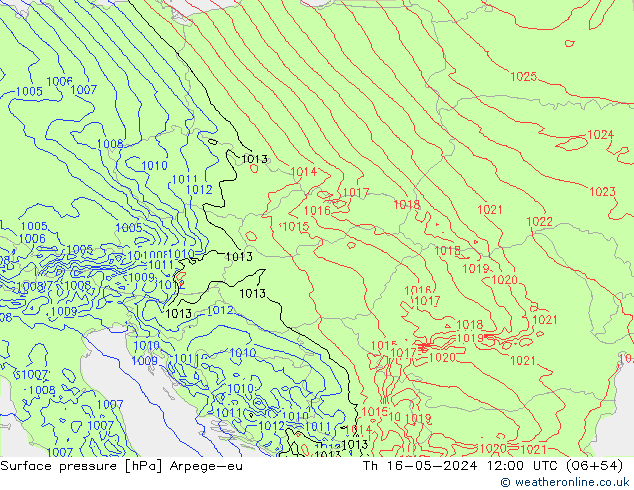 Surface pressure Arpege-eu Th 16.05.2024 12 UTC