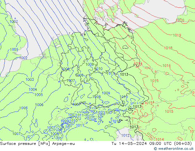 Luchtdruk (Grond) Arpege-eu di 14.05.2024 09 UTC