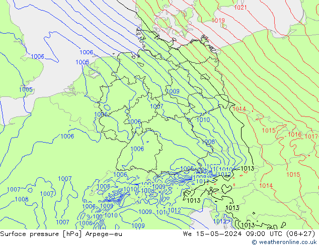 Bodendruck Arpege-eu Mi 15.05.2024 09 UTC