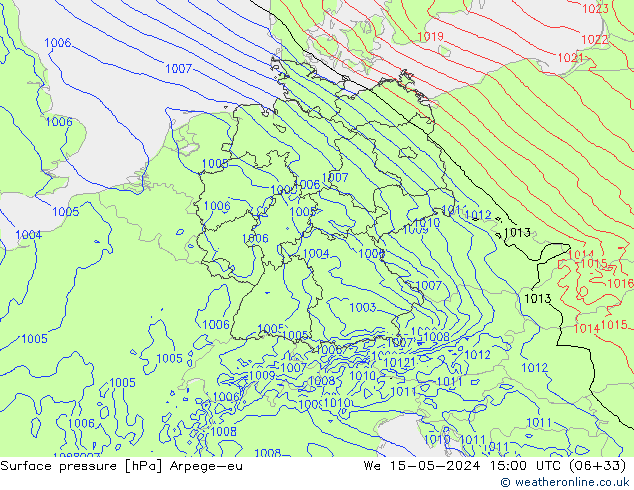 приземное давление Arpege-eu ср 15.05.2024 15 UTC