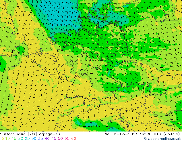 Wind 10 m Arpege-eu wo 15.05.2024 06 UTC