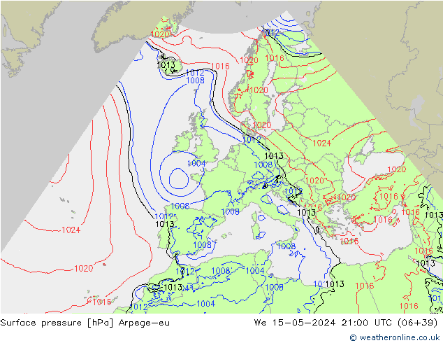 Luchtdruk (Grond) Arpege-eu wo 15.05.2024 21 UTC