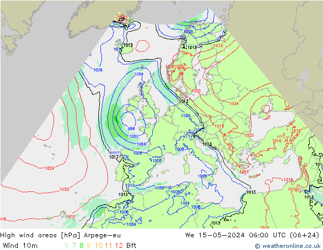 High wind areas Arpege-eu 星期三 15.05.2024 06 UTC