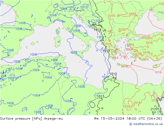 Luchtdruk (Grond) Arpege-eu wo 15.05.2024 18 UTC