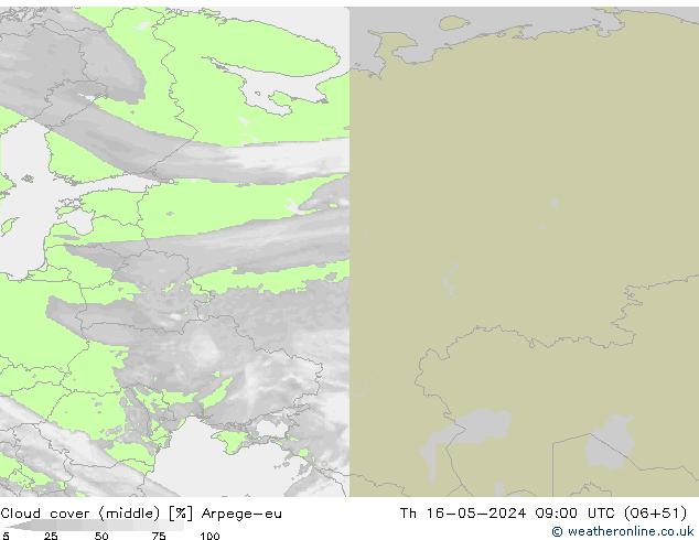 nuvens (médio) Arpege-eu Qui 16.05.2024 09 UTC