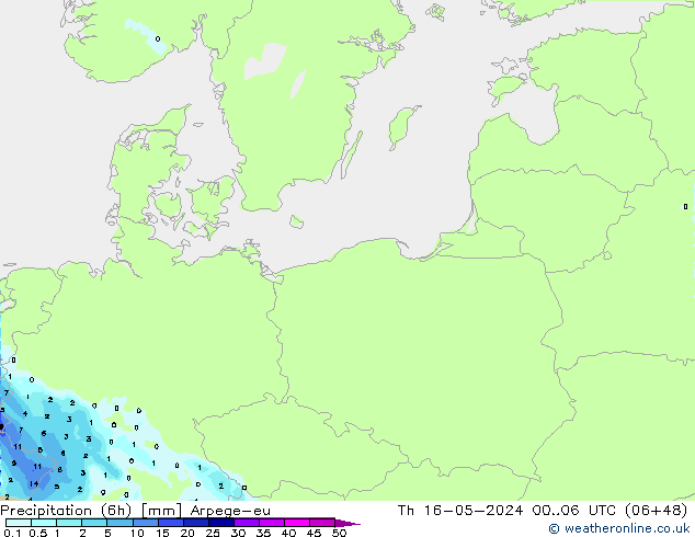 Yağış (6h) Arpege-eu Per 16.05.2024 06 UTC