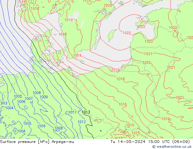 Pressione al suolo Arpege-eu mar 14.05.2024 15 UTC
