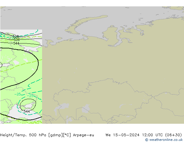 Hoogte/Temp. 500 hPa Arpege-eu wo 15.05.2024 12 UTC