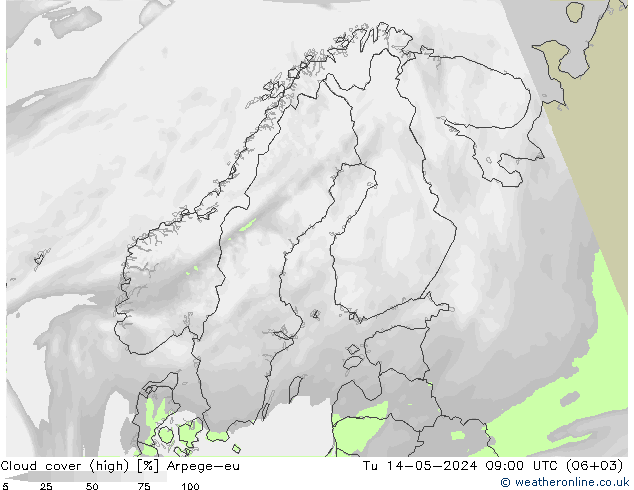 Bewolking (Hoog) Arpege-eu di 14.05.2024 09 UTC