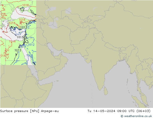 地面气压 Arpege-eu 星期二 14.05.2024 09 UTC