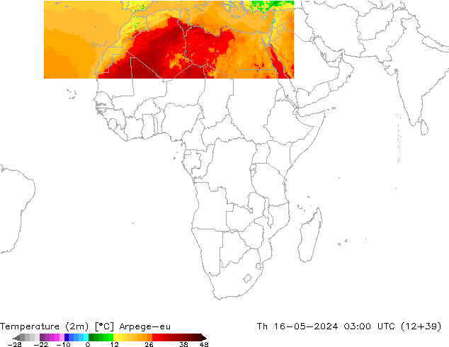 Sıcaklık Haritası (2m) Arpege-eu Per 16.05.2024 03 UTC
