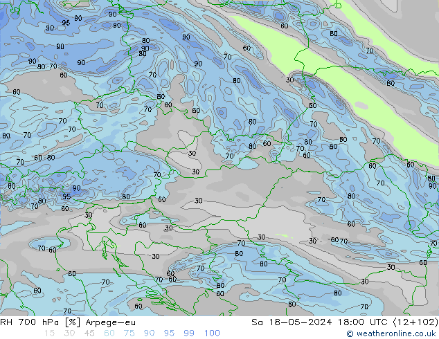 RH 700 hPa Arpege-eu So 18.05.2024 18 UTC