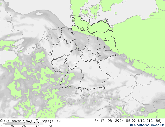 nízká oblaka Arpege-eu Pá 17.05.2024 06 UTC