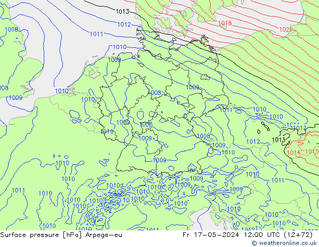 приземное давление Arpege-eu пт 17.05.2024 12 UTC