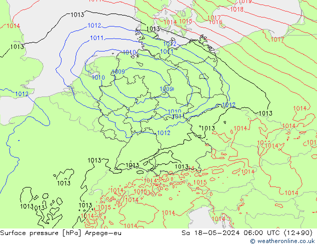 приземное давление Arpege-eu сб 18.05.2024 06 UTC