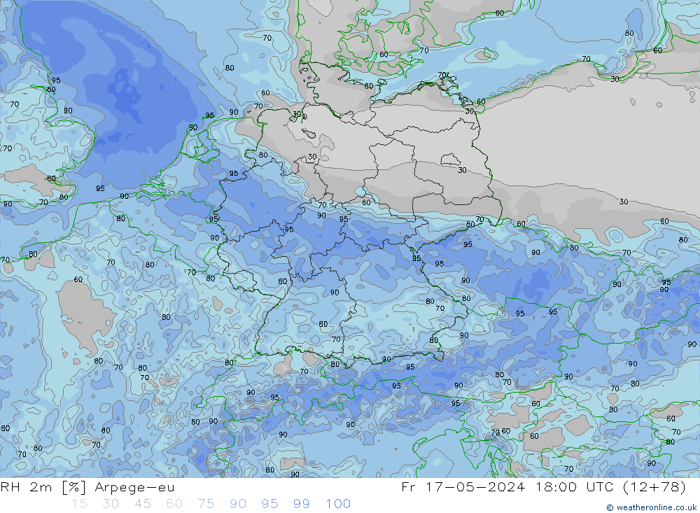 RH 2m Arpege-eu Fr 17.05.2024 18 UTC