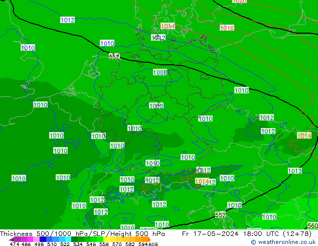 Dikte 500-1000hPa Arpege-eu vr 17.05.2024 18 UTC