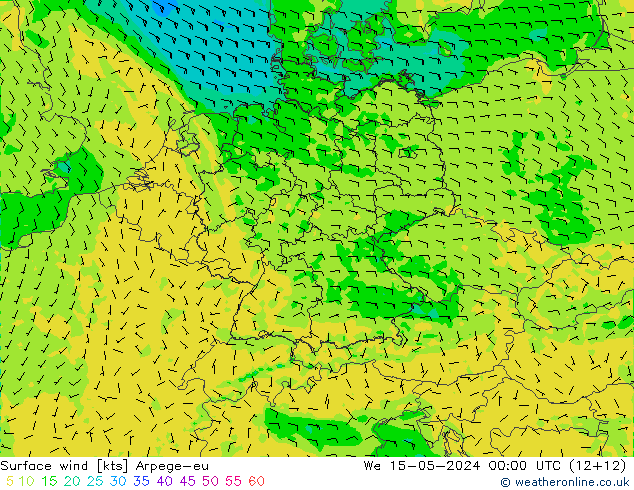 Surface wind Arpege-eu St 15.05.2024 00 UTC