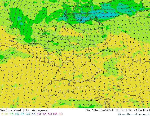 Surface wind Arpege-eu Sa 18.05.2024 18 UTC