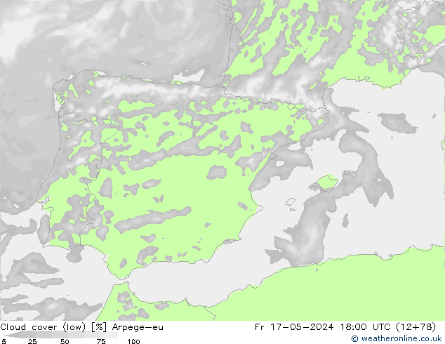 Nuages (bas) Arpege-eu ven 17.05.2024 18 UTC