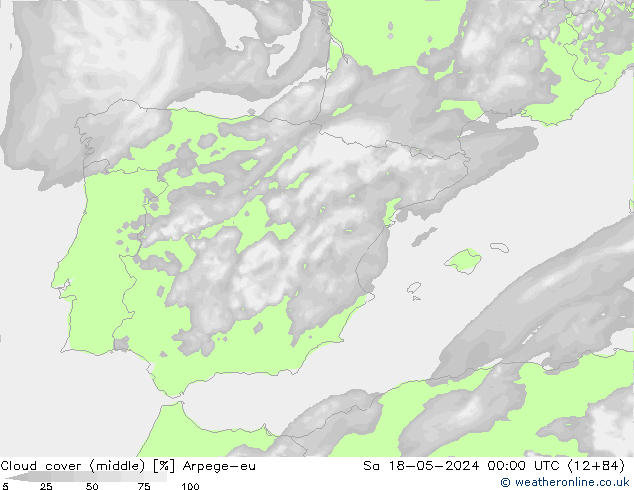 Bewolking (Middelb.) Arpege-eu za 18.05.2024 00 UTC