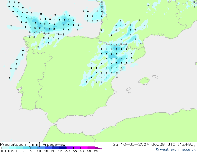Precipitación Arpege-eu sáb 18.05.2024 09 UTC