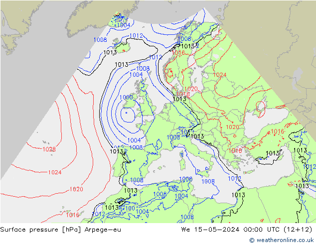 Luchtdruk (Grond) Arpege-eu wo 15.05.2024 00 UTC