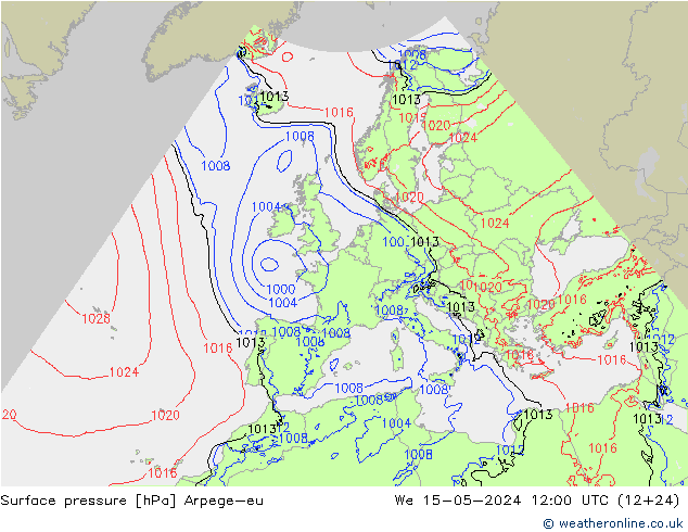 приземное давление Arpege-eu ср 15.05.2024 12 UTC
