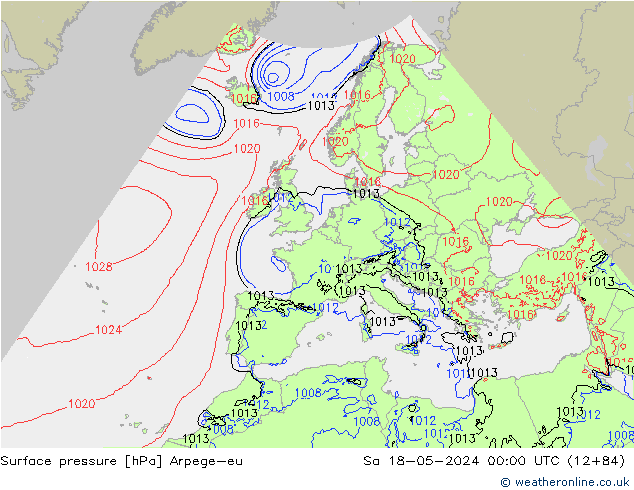 Yer basıncı Arpege-eu Cts 18.05.2024 00 UTC