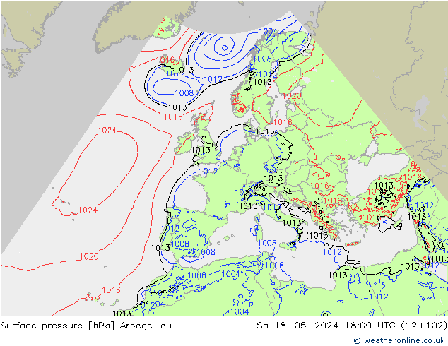Bodendruck Arpege-eu Sa 18.05.2024 18 UTC