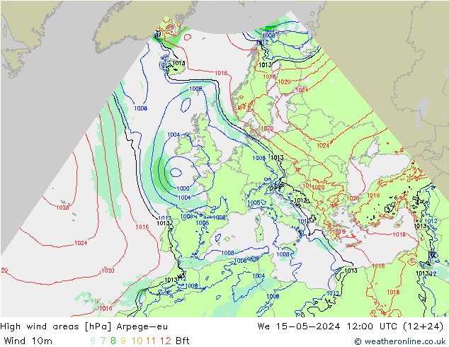 High wind areas Arpege-eu mié 15.05.2024 12 UTC