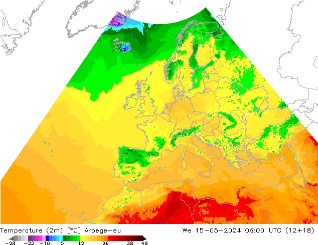 Temperature (2m) Arpege-eu St 15.05.2024 06 UTC