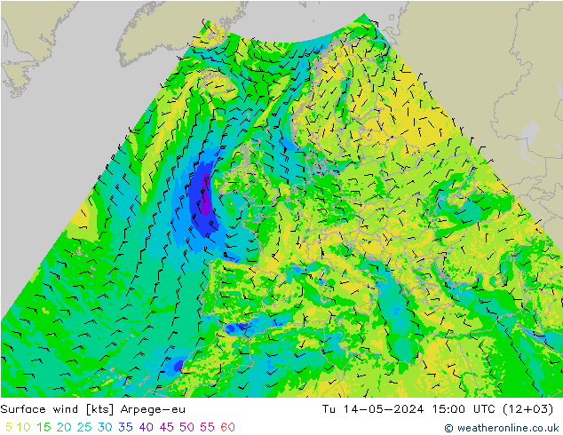 风 10 米 Arpege-eu 星期二 14.05.2024 15 UTC