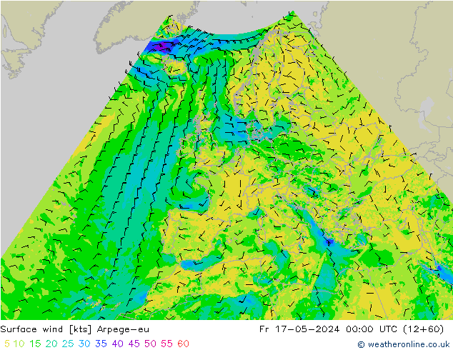 Rüzgar 10 m Arpege-eu Cu 17.05.2024 00 UTC