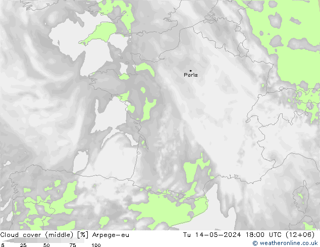 Wolken (mittel) Arpege-eu Di 14.05.2024 18 UTC