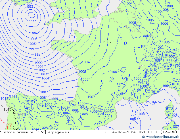 Bodendruck Arpege-eu Di 14.05.2024 18 UTC