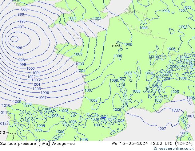 pression de l'air Arpege-eu mer 15.05.2024 12 UTC