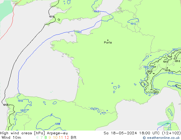 Windvelden Arpege-eu za 18.05.2024 18 UTC